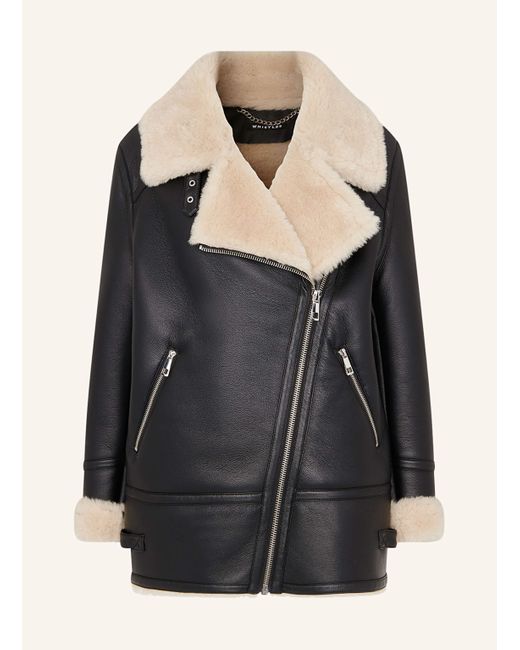 Whistles Black Jacke in Lederoptik mit Kunstfell