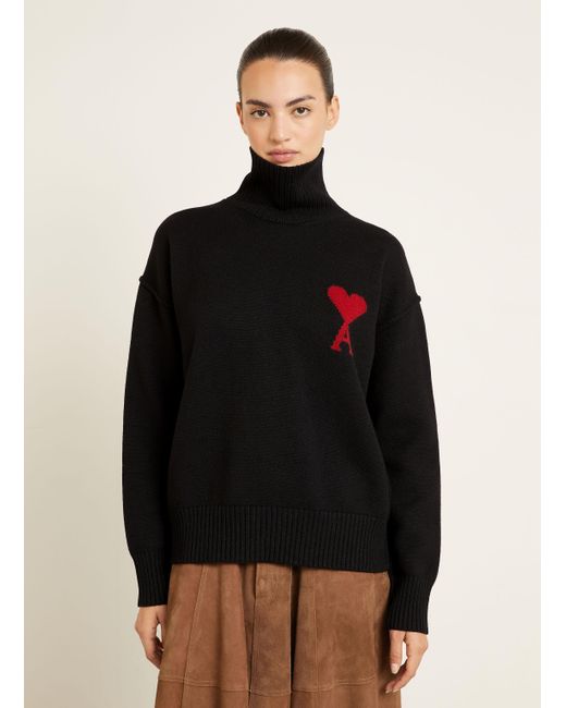 AMI Black Rollkragenpullover