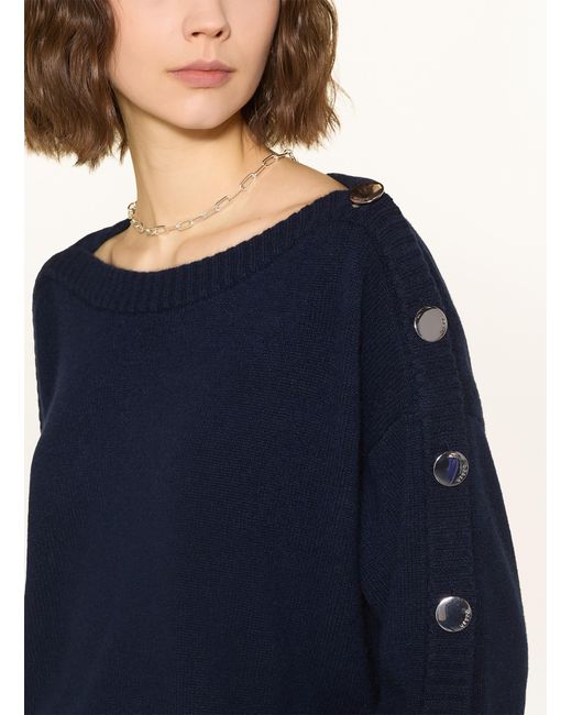 Ba&sh Blue Cashmere-Pullover mit 3/4-Arm