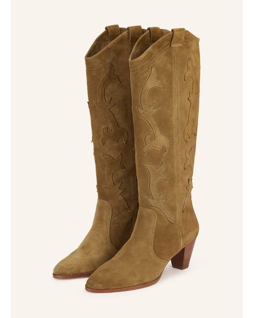 Ba&sh Green Cowboy Boots CASEY
