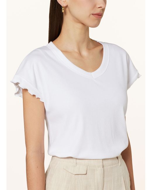 ZAÍDA White T-Shirt mit Rüschen