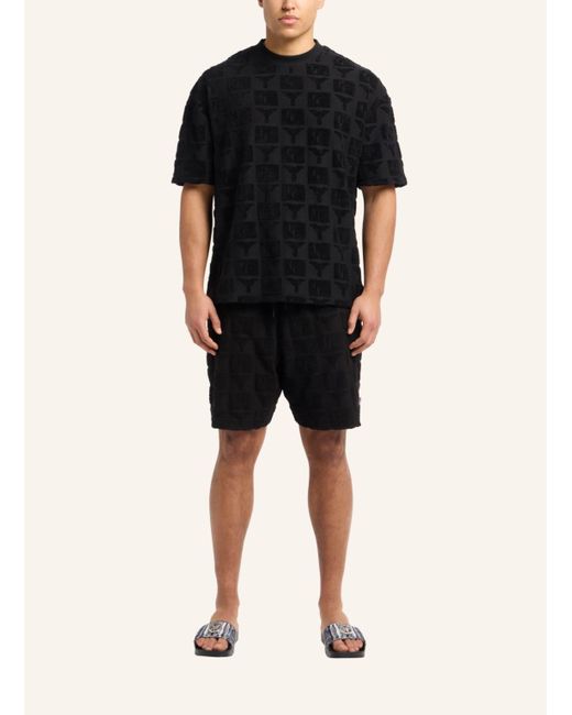 carlo colucci Oversize Short mit Frotteeinsätzen EGARTER in Black für Herren