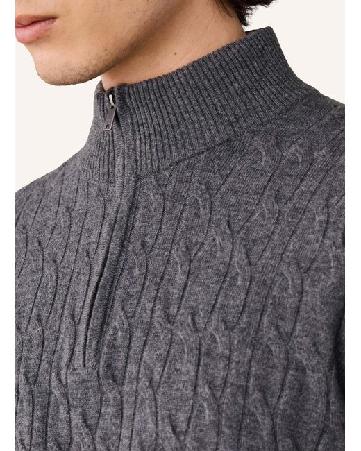 Hackett Pullover LAMBSWOOL CABLE HZIP in Gray für Herren