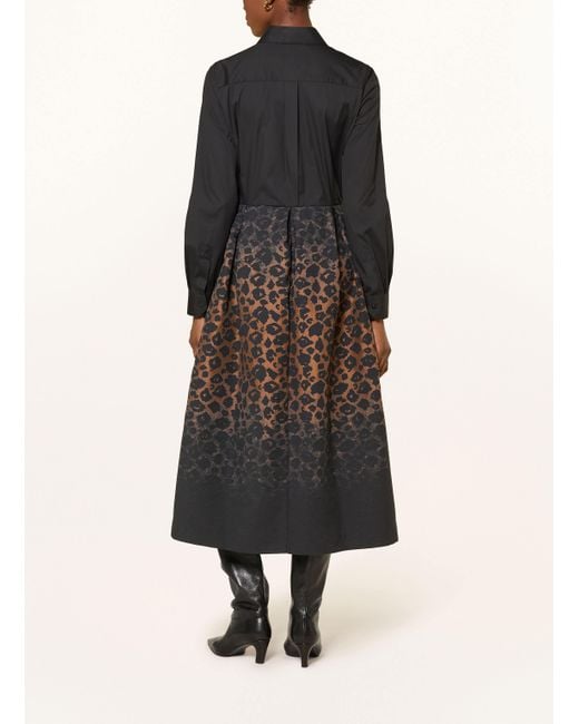 Sara Roka Black Hemdblusenkleid im Materialmix