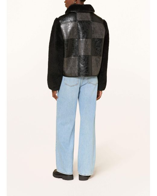 Claudie Pierlot Black Lederjacke im Materialmix