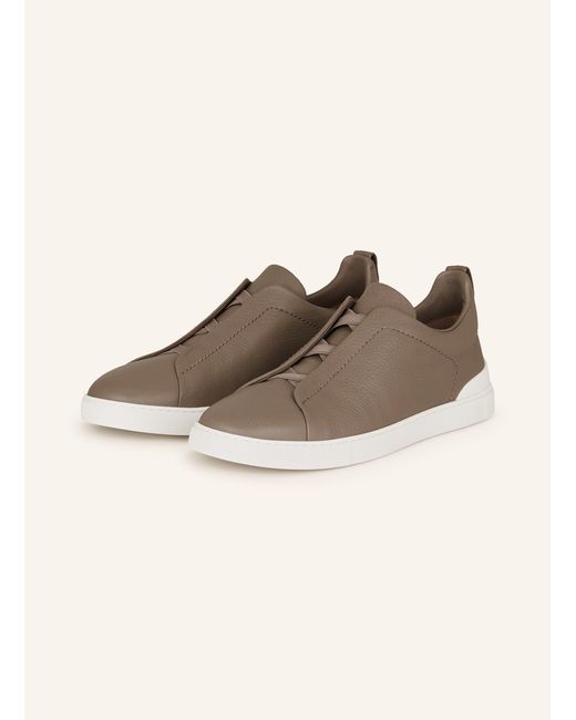 Zegna Slip-on-Sneaker TRIPLE STITCHTM in Brown für Herren
