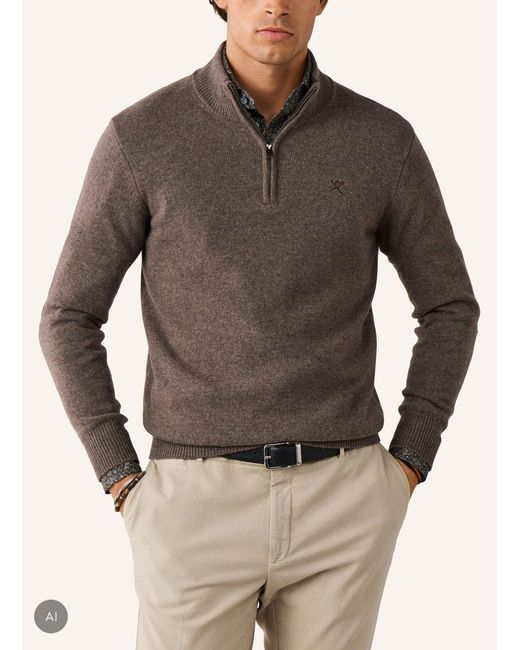 Hackett Pullover LAMBSWOOL HZIP in Brown für Herren