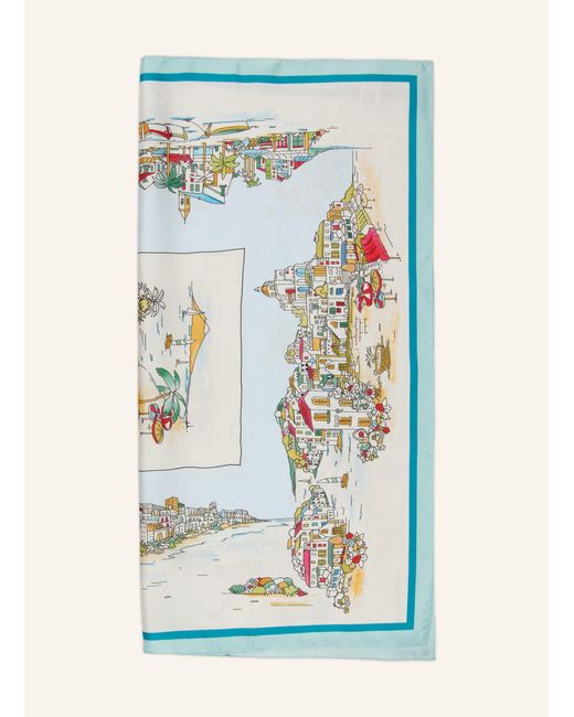 Longchamp Blue Seidentuch BEACH SCENE