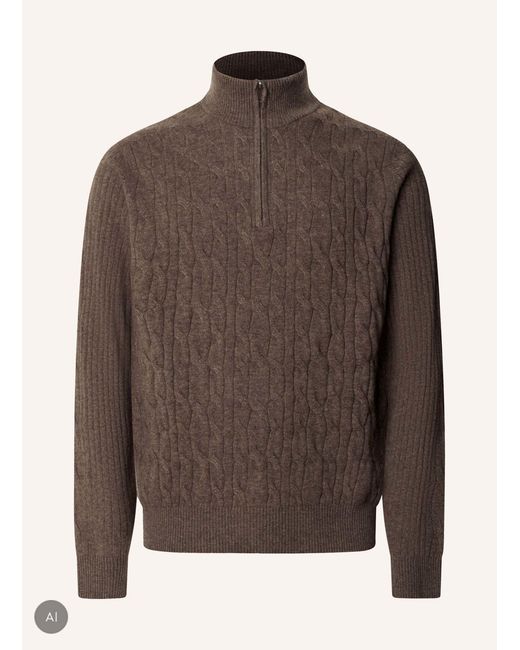 Hackett Pullover LAMBSWOOL CABLE HZIP in Brown für Herren