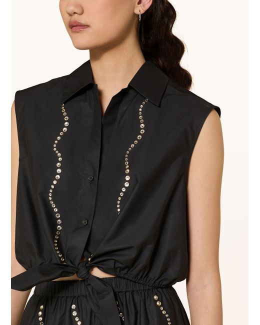 Sandro Black Bluse mit Schmucksteinen