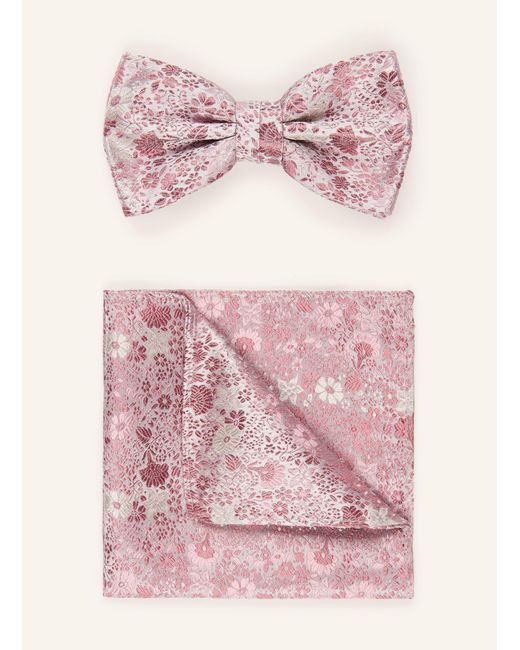 Sterlington Set: Fliege und Einstecktuch in Pink für Herren