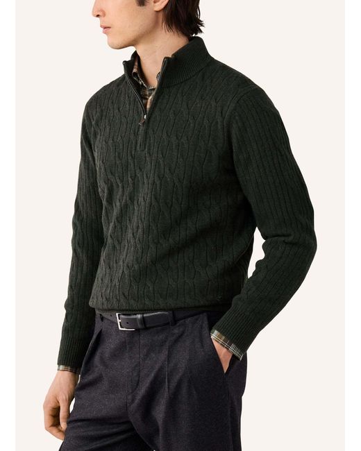 Hackett Pullover LAMBSWOOL CABLE HZIP in Black für Herren