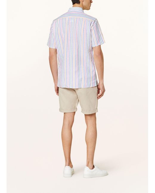 STROKESMAN'S Kurzarm-Hemd Regular Fit mit Leinen in White für Herren