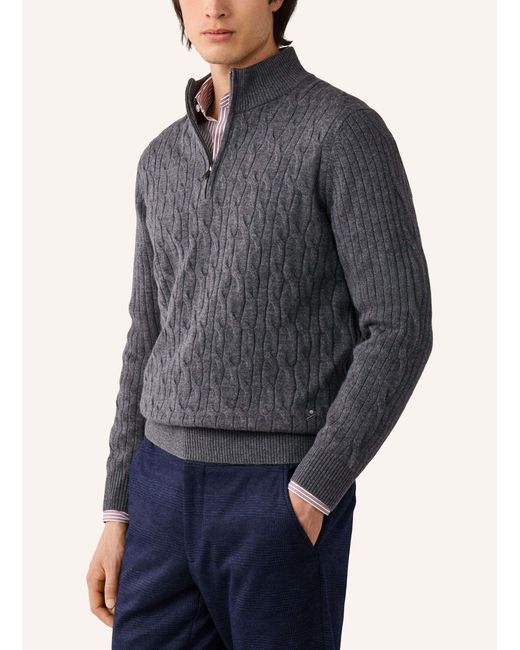 Hackett Pullover LAMBSWOOL CABLE HZIP in Gray für Herren
