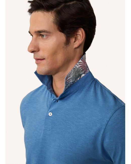 Hackett Poloshirt SWIM PALM COTT LINEN in Blue für Herren