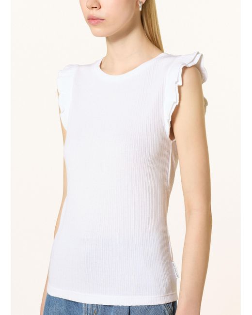 Marc O' Polo White T-Shirt mit Rüschen
