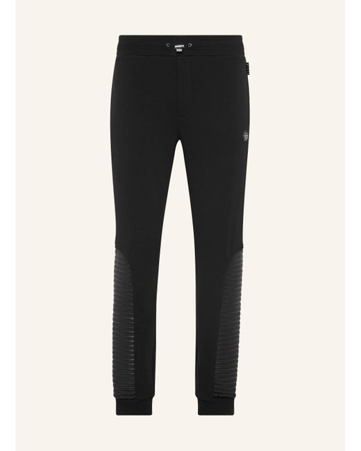 Philipp Plein Jogging Trousers With Leather Inserts in Black für Herren