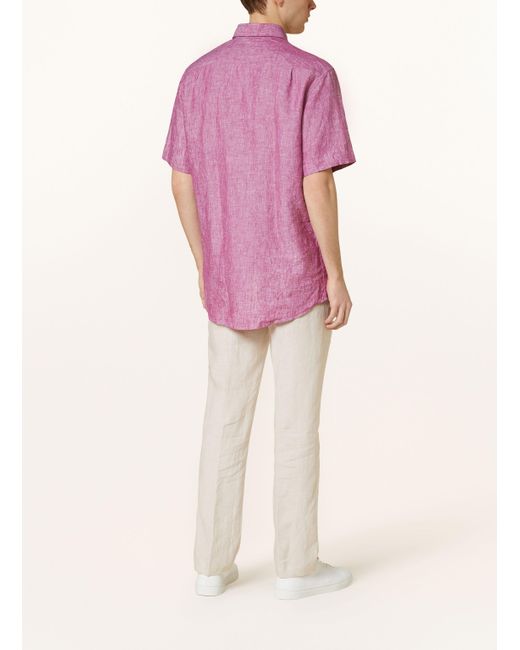 Seidensticker Kurzarm-Hemd Regular Fit aus Leinen in Pink für Herren