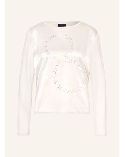 Monari Natural Longsleeve im Materialmix mit Schmucksteinen
