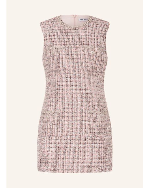 Self-Portrait Pink Bouclé-Kleid mit Glitzergarn und Schmucksteinen