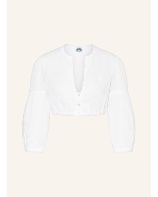 hammerschmid Natural Dirndlbluse BURGI im Materialmix mit 3/4-Arm