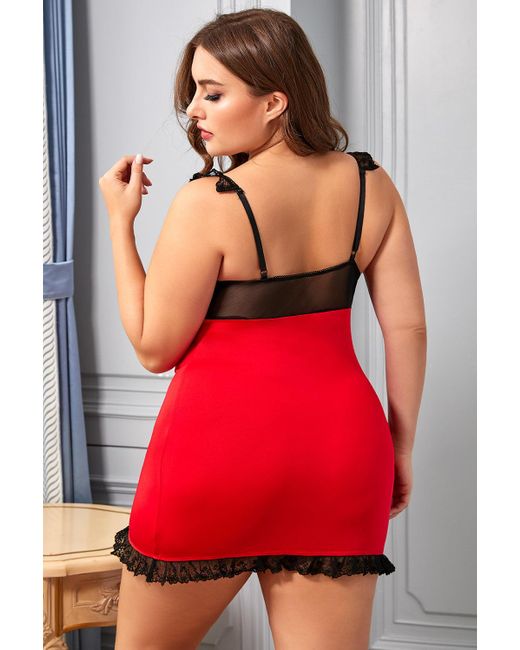 Womens Clothing Nightwear and sleepwear Nightgowns and sleepshirts Briar Thorn Lace See-through Plus Size Chemise in Red 