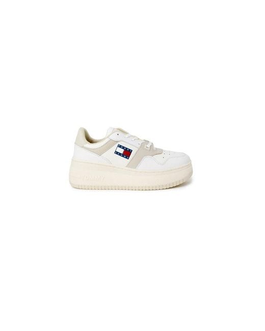 TOMMY HILFIGER JEANS Shoes Sneakers Leather in White | Lyst
