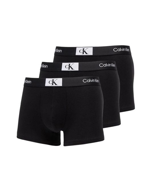 Calvin Klein ́96 Cotton Stretch Trunks 3-pack Black/ Black/ Black for Men |  Lyst