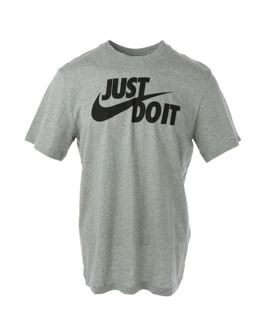 Nike Cotton Just Do It Swoosh T-shirt in Grey Heather/Black (Gray) for Men  - Save 68% | Lyst