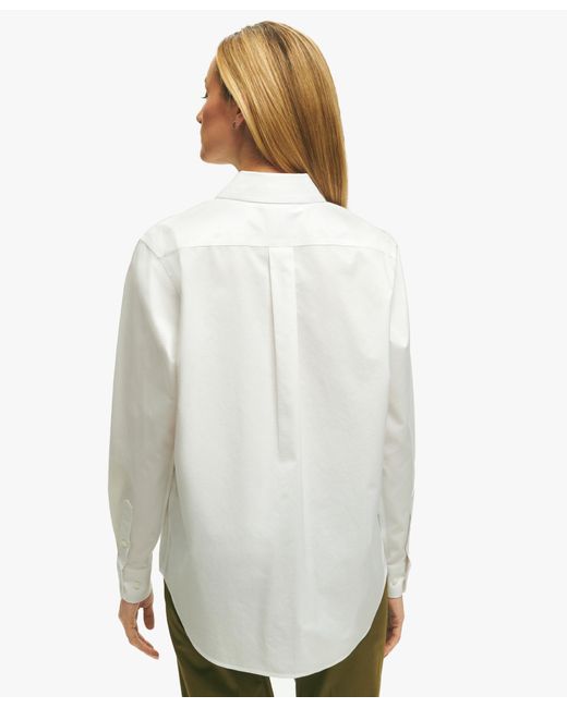 Camisa Blanca De Corte Amplio Non-iron De Algodón Supima Elástico Brooks Brothers de color White