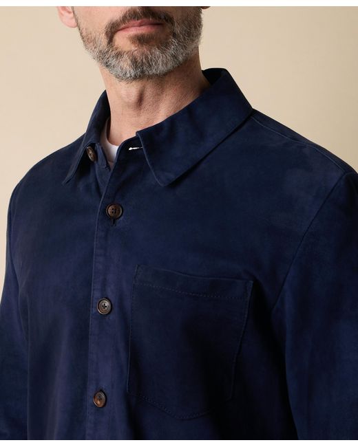 Brooks Brothers Blue Suede Leather Shirt Jacket for men