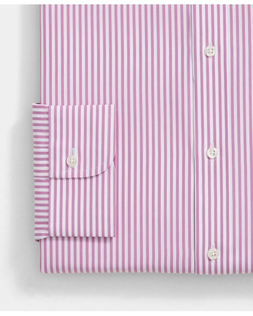 Brooks Brothers Pink Regular Fit Striped Cotton Shirt With Ainsley Collar for men