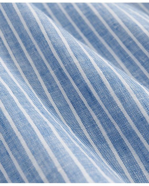 Brooks Brothers Blue Irish Linen Striped Sport Shirt for men