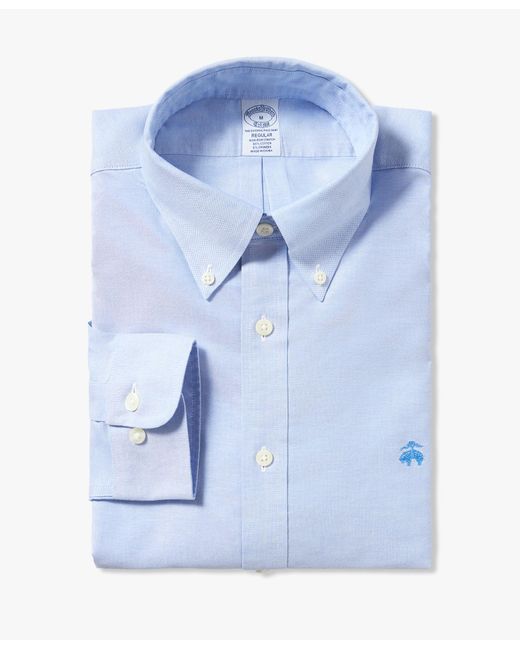 Blue Regular-fit Non-iron Stretch Cotton Shirt With Button-down Collar di Brooks Brothers da Uomo