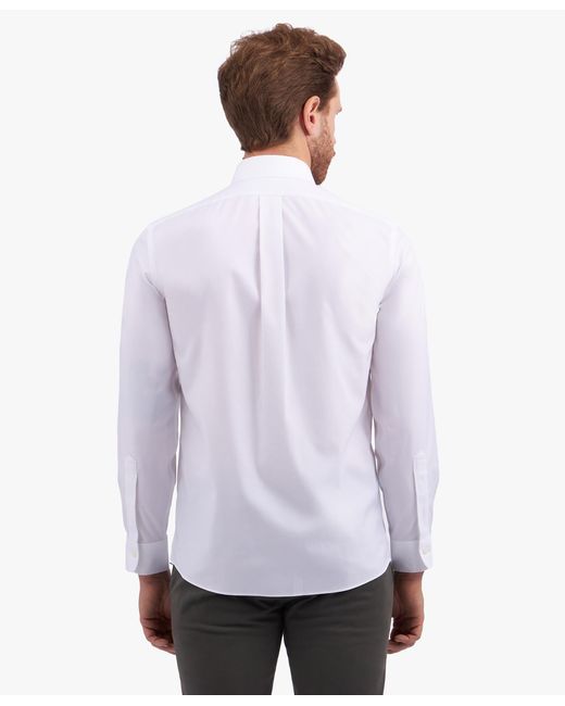 Brooks Brothers White Slim Fit Non-Iron Stretch Cotton Dress Shirt With Ainsley Collar for men