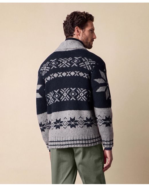 Brooks Brothers Blue Donegal Shawl Collar Cardigan for men