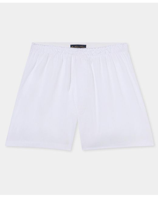 Brooks Brothers White Plain Cotton Boxer Shorts for men