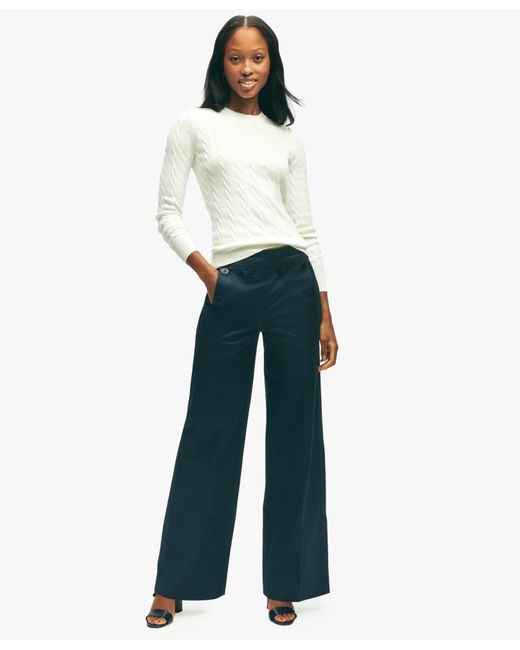 Brooks Brothers Blue Cotton Twill Wide-leg Sailor Pants