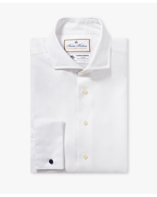 White Slim Fit Non-iron Cotton Dress Shirt With English Spread Collar Brooks Brothers de hombre