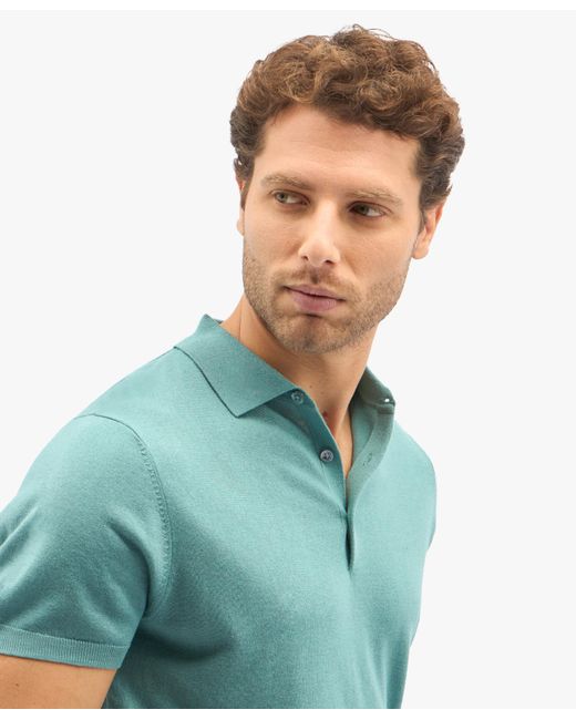 Sage Silk-cashmere Blend Polo Shirt di Brooks Brothers in Blue da Uomo