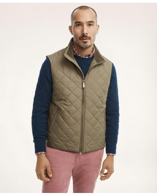 Brooks Brothers Paddock Diamond Quilted Vest in Green for Men | Lyst