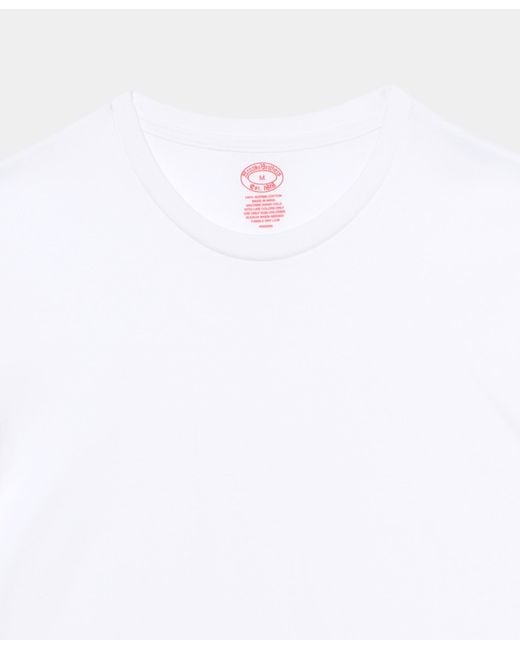Camiseta De Cuello Redondo En Algodón Brooks Brothers de hombre de color White