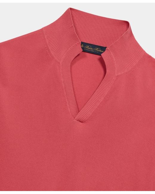 Brooks Brothers Red Open Collar Piqué Knit Polo for men