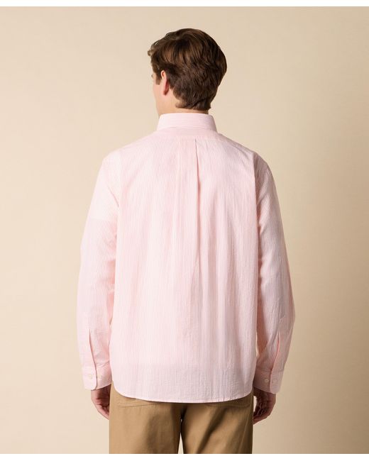 Brooks Brothers Pink Regular Fit Seersucker Shirt With Button Down Collar for men