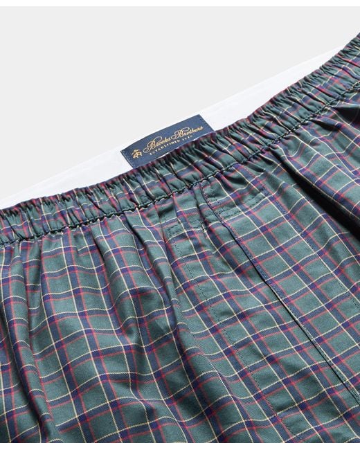 Brooks Brothers Blue Tartan Cotton Boxer for men