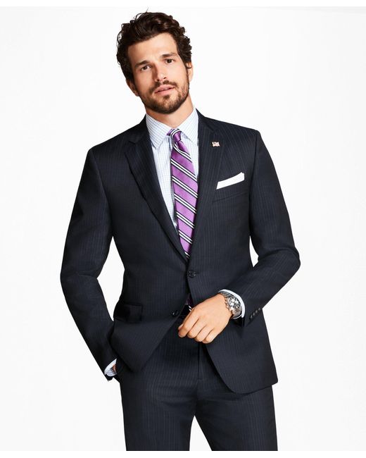 Brooks Brothers Blue Regent Fit Tic Alternating Stripe 1818 Suit for men