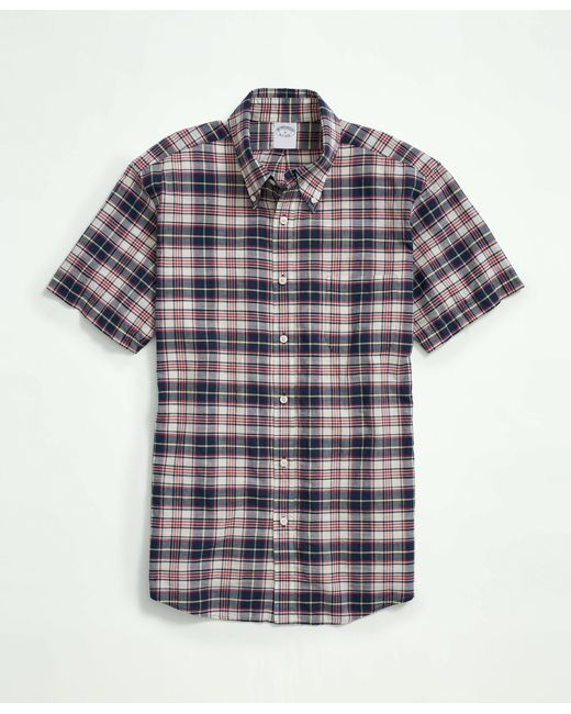 Brooks Brothers Washed Cotton Madras Button-down Collar Short-sleeve ...