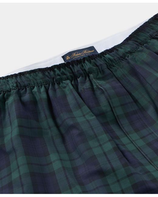 Brooks Brothers Blue Tartan Cotton Boxer Shorts for men