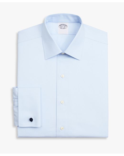 Brooks Brothers Blue Light Slim Fit Non-Iron Stretch Cotton Dress Shirt With Ainsley Collar for men