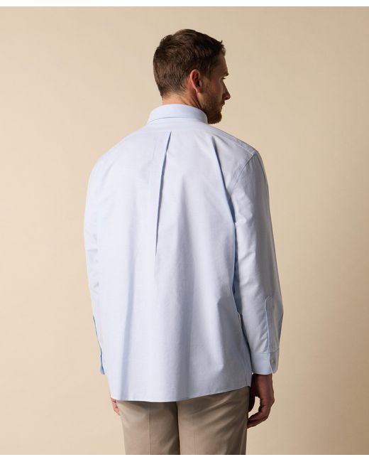 Brooks Brothers Blue Light Slim Fit Non-Iron Stretch Cotton Shirt With Button-Down Collar for men